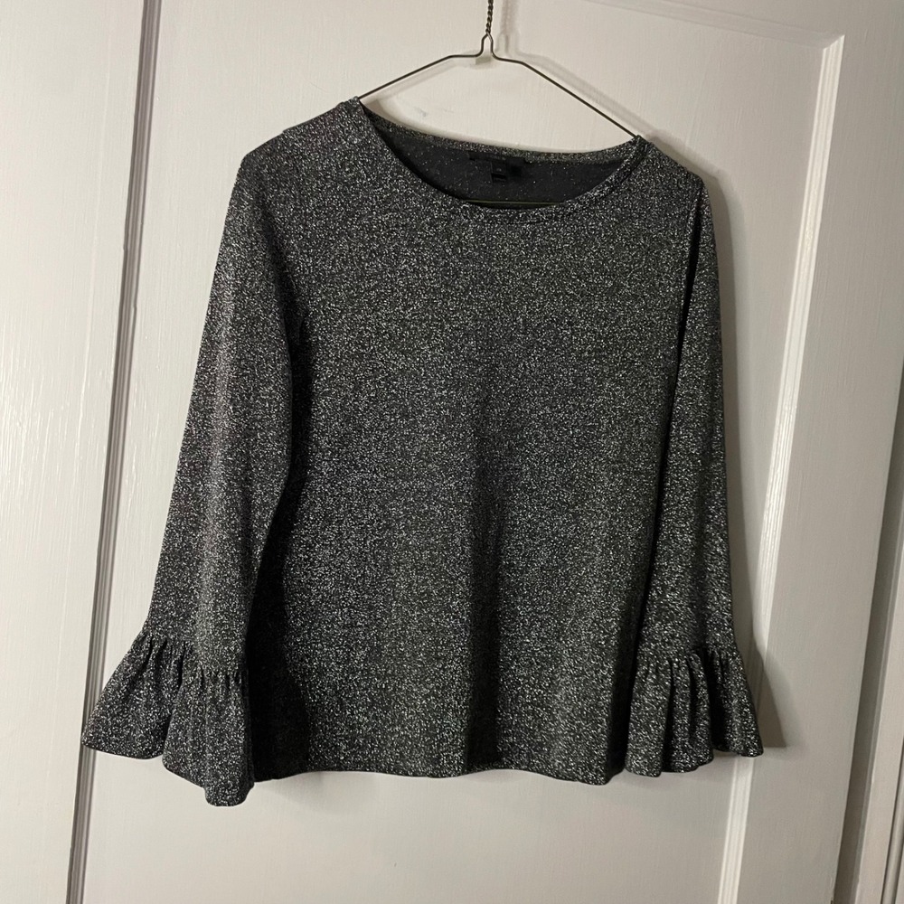 J. Crew Sparkle Top XS Long Sleeve Ruffle Cuff Party‎ Blouse